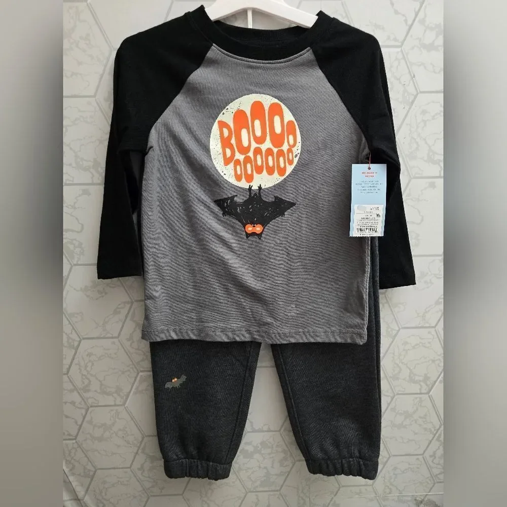 Nwt Toddler Boy's Halloween French Terry Cat & Jack Joggers Outfit